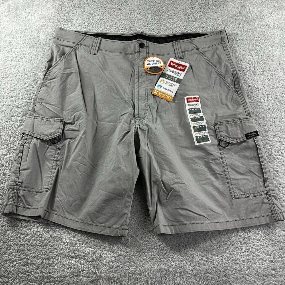 Wrangler Cargo Shorts Mens 42 Gray Performance Series‎ Comfort Flex Waistband